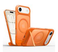 LISEN Coque de protection pour iPhone Air, support invisible, super force magnétique 20N, protection des boutons et protection militaire pour iPhone 17, fine, résistante aux chocs, mat, orange