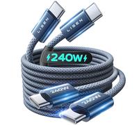 LISEN Lot de 2 câbles USB C vers USB C 240 W [2 mètres] Câble de charge rapide en nylon de type C pour iPhone 17, 16, 15 Pro Max, MacBook Pro/Air, iPad Pro, Samsung Galaxy S25 S24
