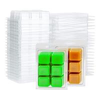Liseng Lot de 100 moules de cire carrés à clapets en plastique transparent à 6 cavités pour la fabrication de bougies et de savon