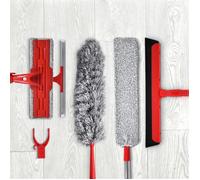 Liseré Vert - Kit de nettoyage complet Magic Duster multi surfaces - Plumeau Balai raclette Manche télescopique