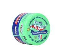 LISERÉ VERT - Pierre d'Argent format 500 g, parfum citron, nettoyant ménager multi-usage, éponge incluse, fabriqué en France, certifié ECOCERT