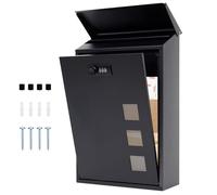lisetar Boîte aux Lettres Murale en Acier avec Serrure à Combinaison, 3 fenêtres (4 x 4 cm), imperméable, pour la Maison, Le Jardin, Noir, 40 x 25 x 10 cm