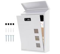lisetar Boîte aux Lettres Murale en Acier avec Serrure à Combinaison, 3 fenêtres (4 x 4 cm), imperméable, pour la Maison, Le Jardin, 40 x 25 x 10 cm - Blanche