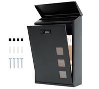 lisetar Boîte aux Lettres Murale en Acier avec Serrure à Combinaison, 3 fenêtres (4 x 4 cm), imperméable, pour la Maison, Le Jardin,40 x 25 x 10 cm - Gris
