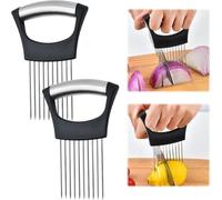 lisetar Lot de 2 supports à oignons améliorés pour couper les oignons, les citrons, les légumes, les viandes, les oignons, les pommes de terre, les tomates