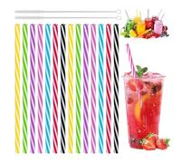 Lisetar Lot de 50 pailles réutilisables en plastique, avec brosse de nettoyage, passe au lave-vaisselle, pour bars, cafés et restaurants