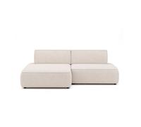 Lisette - Canapé d'angle gauche 4 places convertible avec coffre en velours - Beige