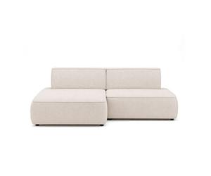 Lisette - Canapé d'angle gauche 4 places convertible avec coffre en velours - Beige