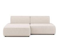 Bestmobilier - Lisette - Canapé d'angle Gauche 4 Places Convertible avec Coffre en Velours, Beige