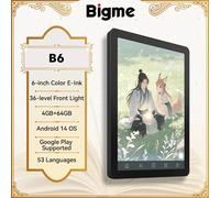 Liseur de livres électroniques Bigme B6, écran couleur E-Ink de 6 pouces, éclairage frontal à 36 niveaux, 4 Go + 64 Go, Android 14 OS, liseur électronique similaire à du papier, protection des yeux B6