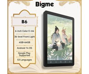 Liseur de livres électroniques Bigme B6, écran couleur E-Ink de 6 pouces, éclairage frontal à 36 niveaux, 4 Go + 64 Go, Android 14 OS, liseur électronique similaire à du papier, protection des yeux B6