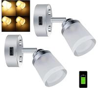 Liseuse 12V LED Spot, Lampe de Chevet LED Dimmable avec Port USB, 3W Aluminium Commande Tactile Réglable Blanc Chaud for Camping-Car Van Caravane Bateau, 3000K