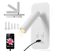 Liseuse de Chevet, Applique Murale LED avec Interrupteur et Port de Charge USB, 3W+9W 3000K Fixation Murale Spot Rotatif, Lumières Mural Lit Noir Lampe Murale Couloir Hotel