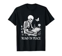 Lisez en Paix Halloween pour Les Amateurs de Livres effrayants et de Livres de squelettes T-Shirt