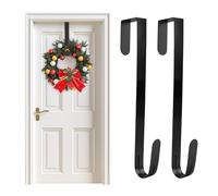 Lishang 2 Pièces Crochet Couronne de Noel Porte Manteau pour Porte Support Couronne de Noël pour Festival Décoration 38cm, Noir