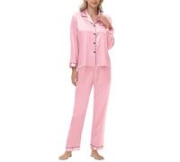 Lishang Pyjama Satin Femme Manches Longues Ensembles de Pyjama Femme Ensemble Chic et Elegant Tenue D'intérieur Vêtements de Nuit