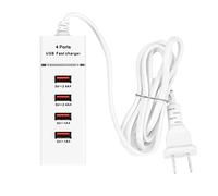Lisher 4 Ports USB Chargeur Adaptateur de Voyage 5V 3A QC 3.0 Charge pour T¨¦L¨¦Phones HUB USB pour T¨¦L¨¦Phone Portable EU Plug Blanc