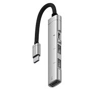 Lisher pour Android Mobile T¨¦L¨¦Phone Ordinateur Tablette Portable PD Charge Hub Type-C USB C Extension Dock, Argent