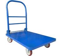 LISHEUK Chariot à Plate-Forme, Chariot à Pousser, Chariot à Plaque d'acier, Chariot à Plateau à 4 Roues avec poignée Pliable, capacité de Charge élevée pour entrepôt, Ferme, cha