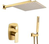 LISHEUK Douche, Robinet de Douche 10-12 Pouces en Laiton pour Salle de Bain, Ensemble de mélangeur de Pluie de Luxe combiné, pommeau de Douche à Effet plui