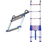 LISHEUK Échelle d'escalade télescopique 4,85 m/15,91 pi avec Crochet - Utilisation Polyvalente en intérieur et en extérieur Conception Peu encombrante Idéale pour la décoration