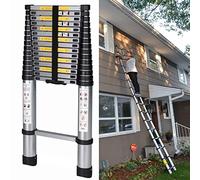 LISHEUK Échelle Extensible Polyvalente en Aluminium, Hauteur réglable de 8 à 2 m, légère et Portable, idéale pour la Maison, Le Garage et l'extérieur, Finition Noire, 5,4 m