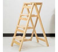 LISHEUK Échelle Pliante en Bois - Tabouret Multifonction et présentoir, Chaise Portable à 4 Niveaux pour Une Utilisation intérieure et extérieure