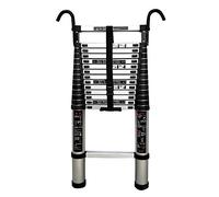 LISHEUK Échelle télescopique Robuste de 4,6 Pieds, rétractable, multifonctionnelle, Noire, avec Crochet Amovible de 10 cm, idéale pour Les escaliers de Grenier et Les Solutions d