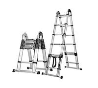 LISHEUK Échelle télescopique Robuste en Aluminium - Type A - Multi-usages - Capacité de 157 kg - Hauteur réglable de 4,4 m - Idéale pour Le Bricolage à Domicile et Les professio