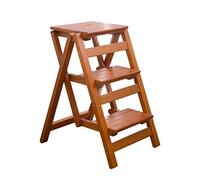 LISHEUK Escabeau 3 marches pour escalier, escabeau de bibliothèque avec Chaise, marchepied de Cuisine Pliable avec marches antidérapantes, Hauteur 66 cm, Charge maximale 200 kg,