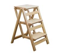 LISHEUK Escabeau 3 marches pour escalier, escabeau de bibliothèque avec Chaise, marchepied de Cuisine Pliable avec marches antidérapantes, Hauteur 66 cm, Charge maximale 200 kg (
