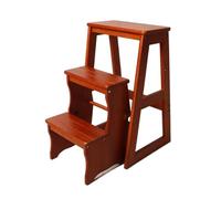 LISHEUK Escabeau-escabeau Pliant en Bois Massif - Chaise multifonctionnelle à 3 marches, échelle d'intérieur Mobile, échelle Marron à Double Usage pour la Maison et Facile à Rang