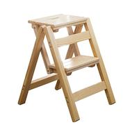 LISHEUK Escabeau Pliant à 2 marches, échelle de bibliothèque Pliable, Chaise-escabeau en Bois, Hauteur 52 cm, Charge maximale 200 kg (Bois).