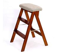 LISHEUK Escabeau Pliant en Bois pour Adultes - Échelle de Cuisine Portable, Repose-Pieds Marron, escabeau Compact, Rangement Facile, Robuste, idéal pour Un Usage Domestique