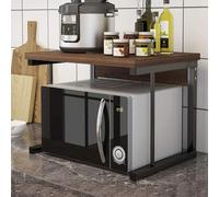 LISHEUK Étagère à Micro-Ondes en Bois à 2 Niveaux avec Cadre en métal, Support de Rangement de Cuisine Robuste pour Four à Micro-Ondes, Grille-Pain et Plus Encore