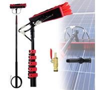 LISHEUK Kit de Brosse de Nettoyage réglable pour Panneaux solaires et Perche alimentée en Eau - Outil de Nettoyage de vitres de 18 Pieds pour système de Nettoyage de Panneaux Sol
