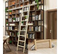 LISHEUK Kit de quincaillerie pour échelle Mobile, échelle coulissante en Acier Inoxydable, Rail Mobile à Tube Rond, avec roulettes au Sol, 80