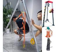 LISHEUK Kit de trépied pour Espace confiné, système de Sauvetage Anti-Chute rétractable avec treuil et Harnais de 65', 82', 98', équipement de Levage d'égout réglable en aluminiu