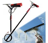 LISHEUK Perche de Nettoyage de vitres de 3,6 à 10,8 m, alimentée en Eau, avec raclette, Brosse télescopique, raclette Extensible, Lave-vitre, Nettoyeur de Toit, Panneau Solaire e