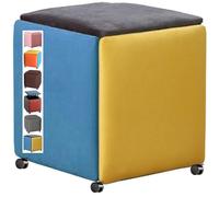 LISHEUK Pouf Cube empilable 5 en 1, Repose-Pieds et Tabouret de Rangement Polyvalents avec roulettes, Pouf Multifonctions, Repose-Pieds, Banc à Chaussures et Ottoman pour Salon e
