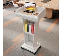 LISHEUK Pupitre de présentation Mobile élégant en Bois Blanc avec Rangement intégré, idéal pour Les salles de Classe, Les conférences, Les églises et Les auditoriums - Mobilier d