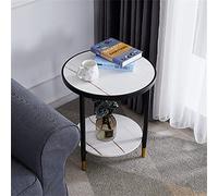 LISHEUK Table d'appoint Ronde Blanche, Petite Table Basse créative en Ardoise, Table d'appoint, Table d'angle de Luxe légère, Table de Chevet d'europe du Nord pour Chambre à couc