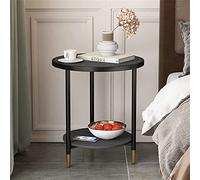 LISHEUK Table d'appoint Ronde Blanche pour Salon, Petite Table Basse créative en Ardoise, Table d'appoint, Table d'angle de Luxe légère, Table de Chevet d'europe du Nord pour cha