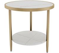 LISHEUK Table d'appoint Ronde Blanche, Table Basse créative en Ardoise, Table d'appoint, Table d'angle de Luxe légère, Table de Chevet d'europe du Nord pour Chambre à Coucher (ta