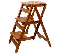 LISHEUK Tabouret Pliant à 3 marches, échelle en Bois multifonctionnelle, avec Conception à Double Usage, marchepied Compact pour la Maison, Portable, Stable et Durable.