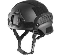Lishuyeh Airsoft Casque Mich 2000 ACH Casque tactique avec protection auditive, support NVG avant et rail latéral pour paintball, sports de plein air, chasse, tir (noir)