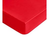 Lisola Drap housse avec coins en percale de pur coton 200 TC couleur unie - Milan drap housse (160 x 200) Rouge