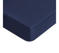 Lisola Drap housse avec coins en percale de pur coton 200 TC couleur unie - Milan drap housse simple bleu marine