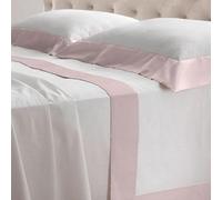 Lisola Parure de lit 1 place et demie, coton et satin, 1 drap plat 180 x 290 cm + drap housse 120 x 200 x 30 cm + 1 taie d'oreiller 80 x 50 cm, fabriquée en Italie, modèle : diamant, rose encens