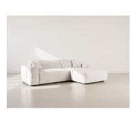 Lison - Canapé d'angle droit 4 places en velours texturé - Beige